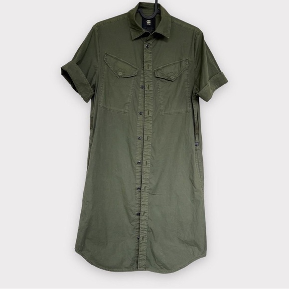 G Star Raw utility shirt dress army olive green size XXS - Picture 1 of 2